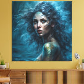 Fantasy Mooie Siren Zeemeermin Prinses Canvas Afdruk (Insitu (Woonkamer))