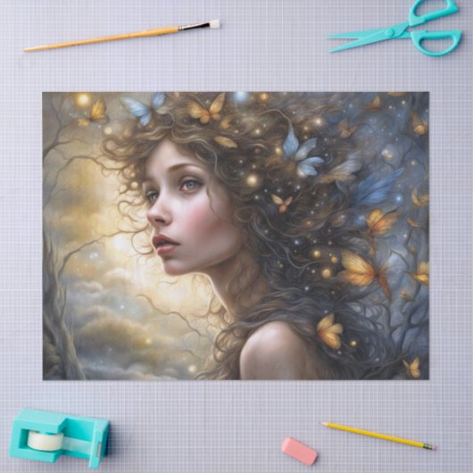 Fantasy Mooie Vlinderfee Decoupage Tissuepapier (Craft)