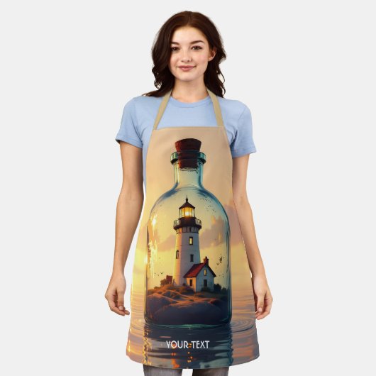 Fantasy Mooie Vuurtoren In Fles Schort (Gedragen)