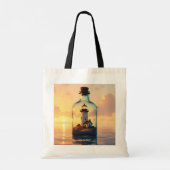 Fantasy Mooie Vuurtoren In Fles Tote Bag (Achterkant)