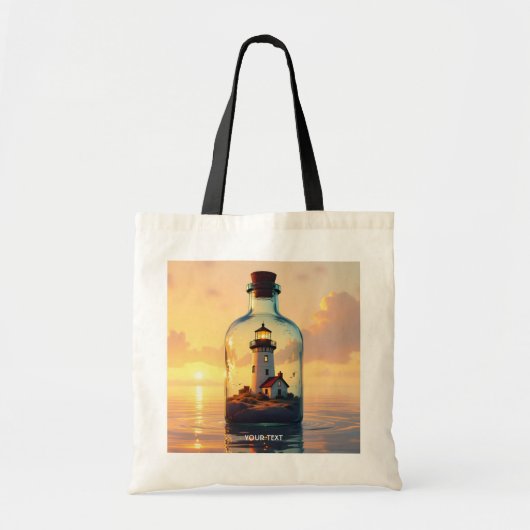 Fantasy Mooie Vuurtoren In Fles Tote Bag (Voorkant)