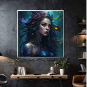 Fantasy Mooie Zeemeermin Prinses Violet Canvas Afdruk