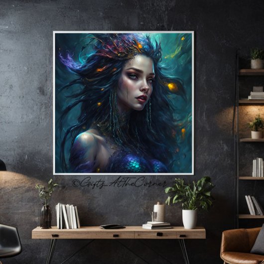 Fantasy Mooie Zeemeermin Prinses Violet Canvas Afdruk