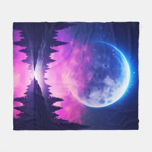 "Fantasy Moon" Fleece Deken (Voorkant (Horizontaal))