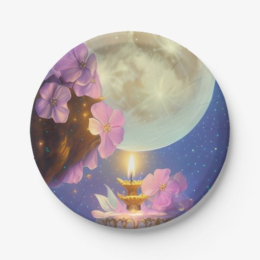 Fantasy Moon Flower Papieren Bordje (Voorkant)