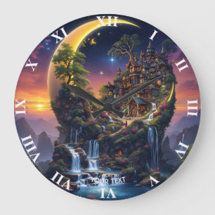 Fantasy Moon Waterfall Forest Grote Klok
