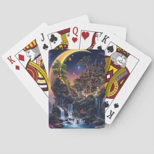 Fantasy Moon Waterfall Forest Pokerkaarten (Achterkant)