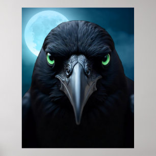 Fantasy Moonlight Corvid Raven Poster