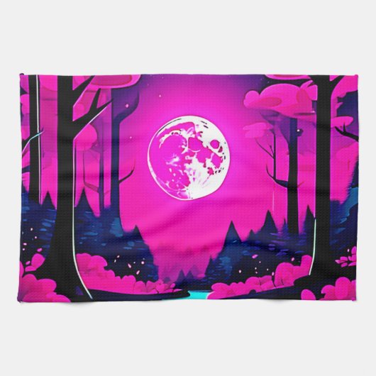 Fantasy Moonlit Bossen Art Theedoek (Horizontaal)