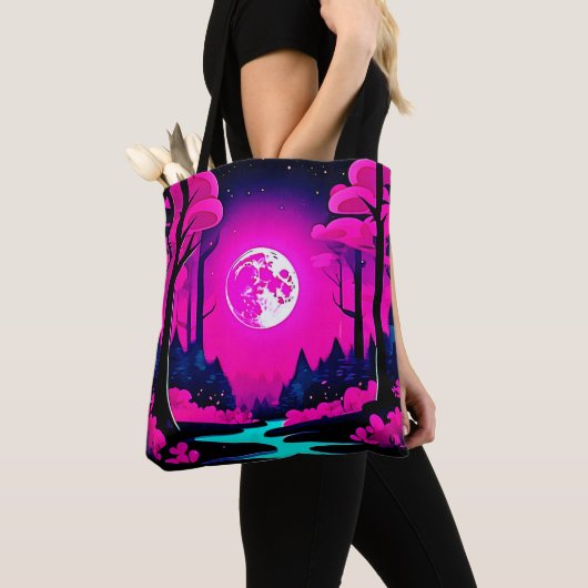 Fantasy Moonlit Bossen Art Tote Bag (Dichtbij)