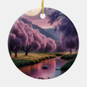 Fantasy Moonlit River Dreamscape Illustration Keramisch Ornament (Achterkant)