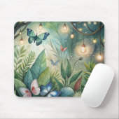 Fantasy Mousepad met bloemen en vlinders Muismat (Met muis)