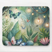 Fantasy Mousepad met bloemen en vlinders Muismat (Voorkant)
