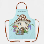 Fantasy Muis Paddenstoel Huis Bloemen Schort (Voorkant)