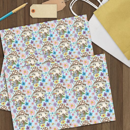 Fantasy Muis Paddenstoel Huis Bloemen Tissuepapier