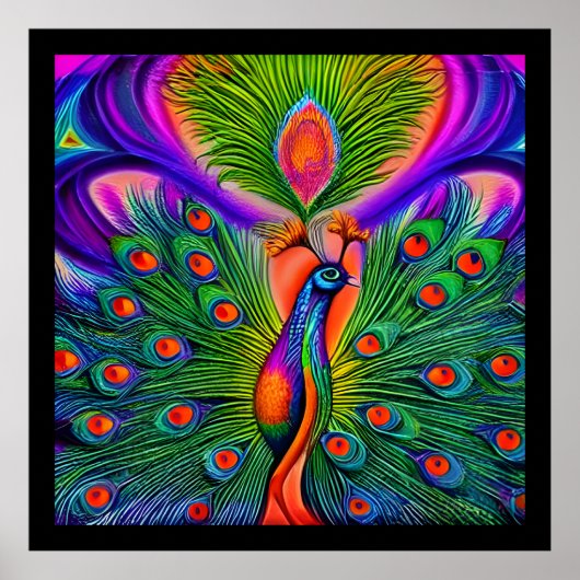 Fantasy Multicolored Peacock Poster (Voorkant)