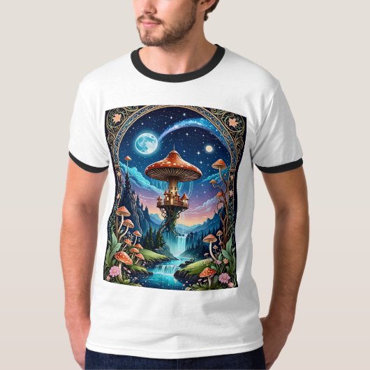 Fantasy Mushroom Castle Dreamscape T-shirt (Voorkant)