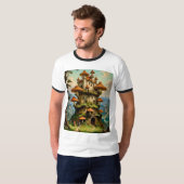 Fantasy Mushroom Castle op Cliffside T-Shirt (Voorkant volledig)
