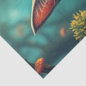 Fantasy Mushroom Forest Blue Cat Tissuepapier (Detail)