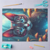 Fantasy Mushroom Forest Blue eyed Cat  Tissue Pape Tissuepapier (Craft)