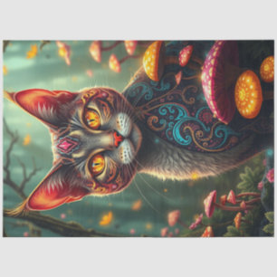 Fantasy Mushroom Forest Kleurrijke Kat Tissuepapier