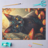 Fantasy Mushroom Forest Zwarte Kat Tissuepapier (Craft)