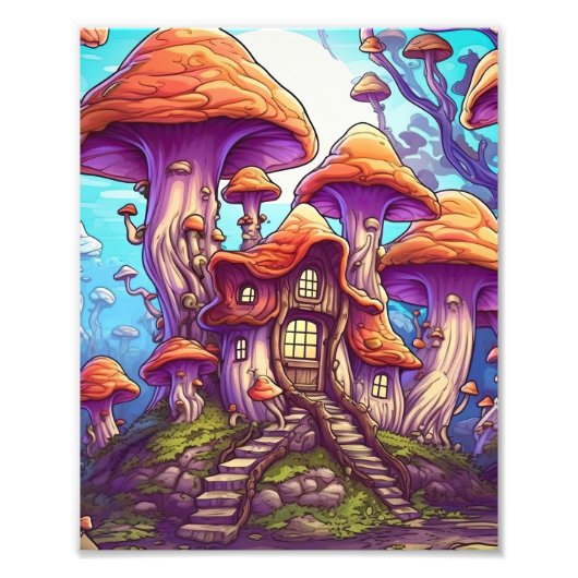 Fantasy Mushroom huis Foto Afdruk (Voorkant)