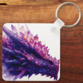 Fantasy Mystical Amethyst Crystal Dragon Beast Sleutelhanger (Achterkant)