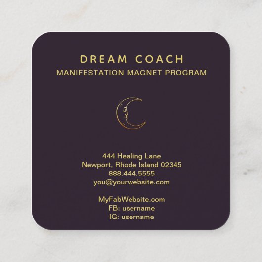 *~* Fantasy Mystical Archer Botanical Cosmic Moon Vierkante Visitekaartje (Achterkant)