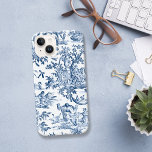 Fantasy Mythical Creats  Toile-Blue Case-Mate iPhone 14 Hoesje<br><div class="desc">Whimysisch  patroon met mythische vogels,  beesten en menselijke figuren in een fantasielandschap in blauw op witte achtergrond.</div>