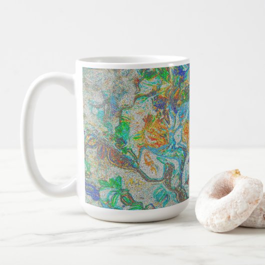 Fantasy Nature Abstract - Boho Colorful Art Koffiemok (Met donut)