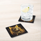 Fantasy Neon Gold Cat Kartonnen Onderzetters (Insitu)