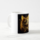Fantasy Neon Gouden Kat Koffiemok (Voorkant links)
