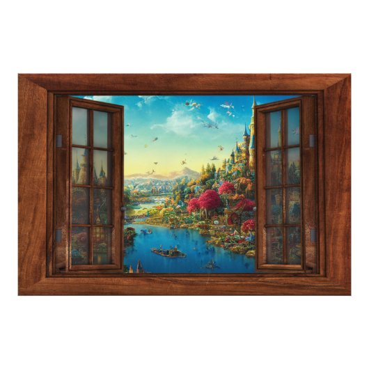 Fantasy nepraam kinderkamer decoratie foto print foto afdruk (Voorkant)