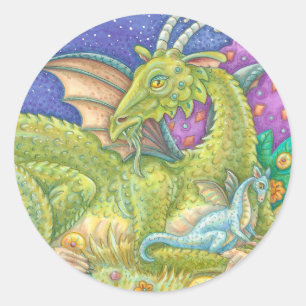 Fantasy Next Generation Baby Dragon Round Sticker