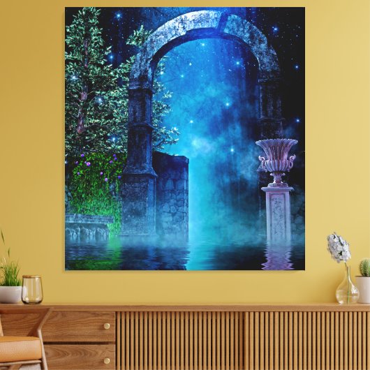 Fantasy Night Blue Light Stretted Canvas afdrukken (Insitu (Woonkamer))