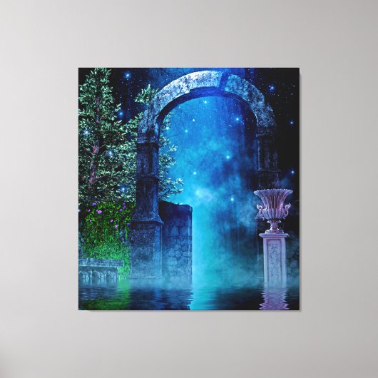 Fantasy Night Blue Light Stretted Canvas afdrukken (Voorkant)