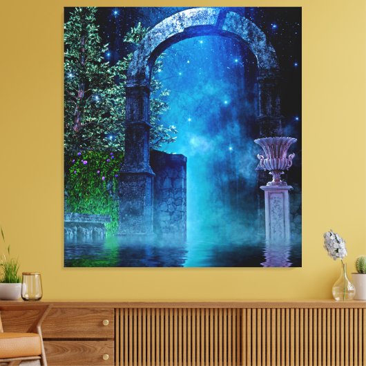 Fantasy Night Blue Light Stretted Canvas afdrukken (Insitu (Woonkamer))