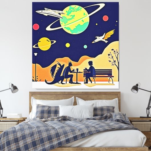 Fantasy Night Rendezvous Canvas Afdruk (Insitu (Slaapkamer))