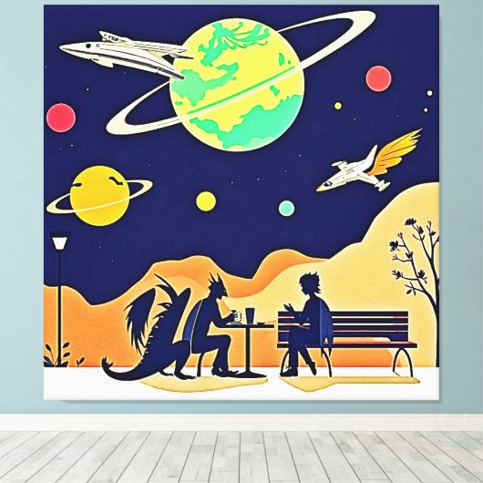 Fantasy Night Rendezvous Canvas Afdruk (Insitu (Houten vloer))