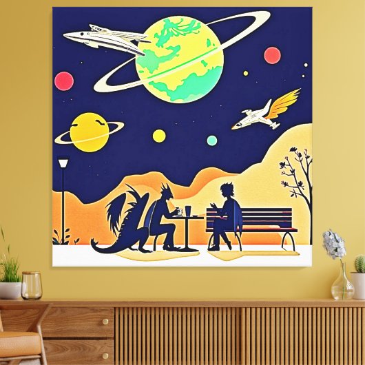 Fantasy Night Rendezvous Canvas Afdruk (Insitu (Woonkamer))
