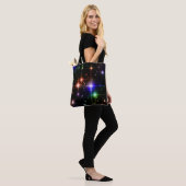 Fantasy Night Sky Kleurrijke Sparkle Stars Zwart Tote Bag (Op model)