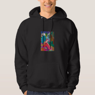 Fantasy night time scène van eenhoorn en fee in t hoodie