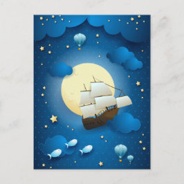 Fantasy Night with Flying Vessel Briefkaart