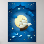 Fantasy Night with Flying Vessel Poster (Voorkant)