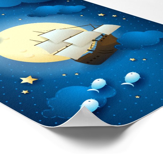 Fantasy Night with Flying Vessel Poster (Hoek)