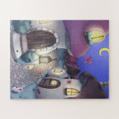 Fantasy Nighttime Mushroom Village Illustration Legpuzzel (Horizontaal)