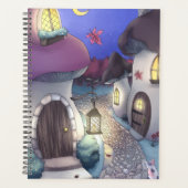 Fantasy Nighttime Mushroom Village Illustration Planner (Voorkant)