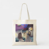 Fantasy Nighttime Mushroom Village Illustration Tote Bag (Achterkant)