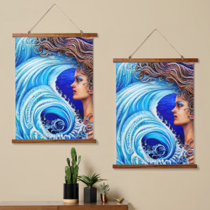 Fantasy Ocean Zee Wave Goddess Artwork Hangend Wandkleed